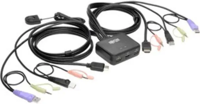 Tripp Lite 2-Port KVM Switch w/ HDMI USB Audio Cables Peripheral Sharing (B032-HUA2)