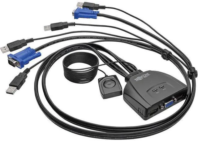 Tripp Lite 2-Port USB VGA Cable KVM Switch with Cables & USB Peripheral Sharing 2048 x 1536 (B032-VU2)