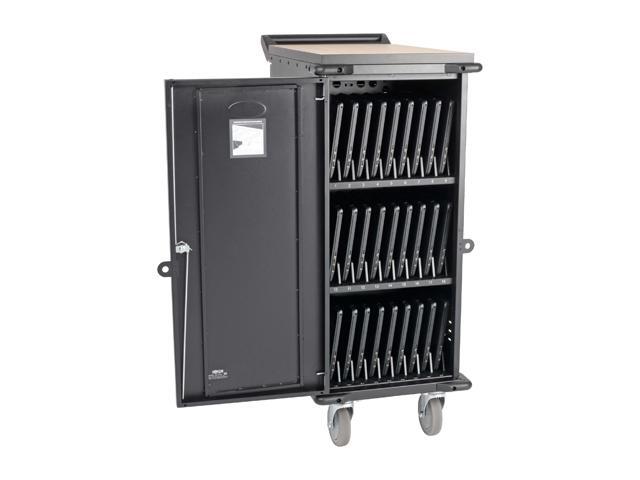 Tripp Lite 27-Port AC Mobile Charging Cart Storage Station For Chromebooks IPads Laptops Tablets Black (CSC27AC)