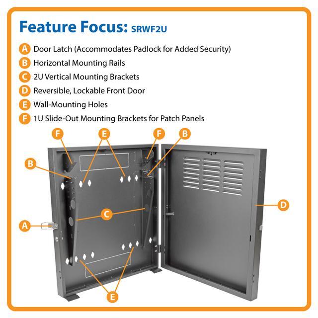 Tripp Lite 2U Low-Profile Vertical-Mount Switch-Depth Wall-Mount Rack Enclosure Cabinet (SRWF2U)