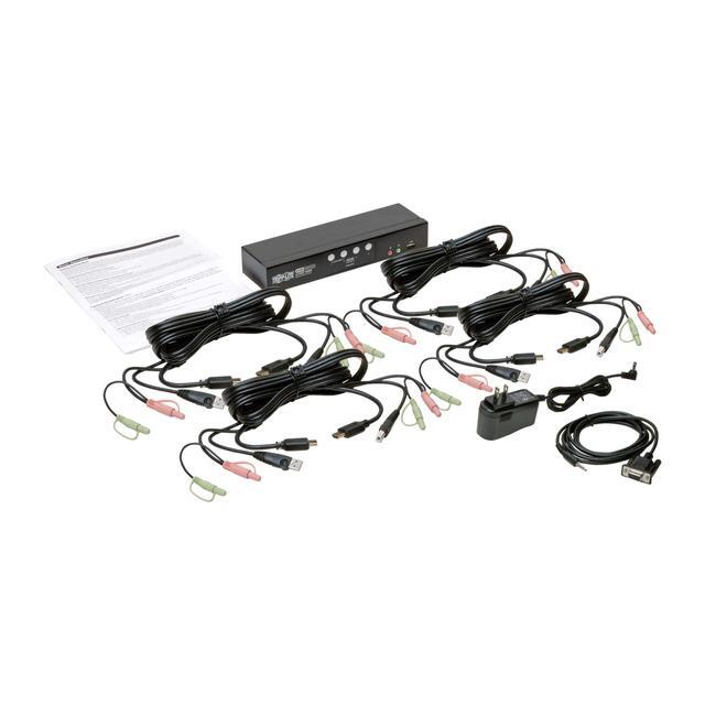Tripp Lite 4 Port HDMI/USB KVM Switch Audio/Video USB 2.0 Peripheral Port 1080p Windows Mac Linux Compatible (B004-HUA4-K)