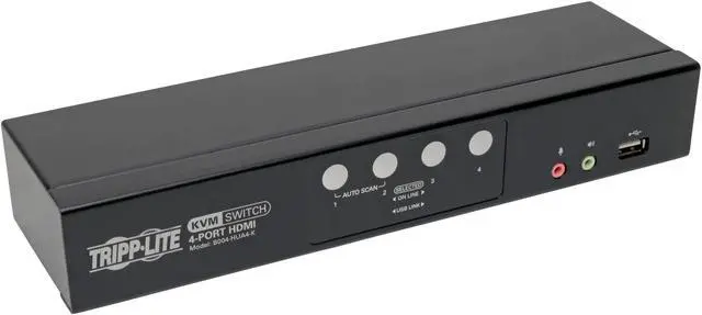 Tripp Lite 4 Port HDMI/USB KVM Switch Audio/Video USB 2.0 Peripheral Port 1080p Windows Mac Linux Compatible (B004-HUA4-K)