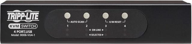Tripp Lite 4-Port KVM Switch VGA With USB Or PS/2 Port For Keyboard Mouse Desktop PC 4 Computers 1 Monitor Plug And Play - Windows MacOS Linux Compatible - 3-Year Warranty (B006-VU4-1)