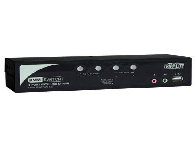 Tripp Lite 4-port Kvm Switch With 2 Port Usb 2.0 Hub Audio Cable Kit Osd And Peripheral Sharing Usb Or Ps/2 (b006-vua4-k-r)