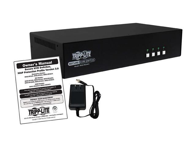 Tripp Lite 4 Port Secure KVM Switch HDMI To DisplayPort Dual Monitor K NIAP PP3.0 Certified Audio Common Access Card TAA-Compliant (B002-HD2AC4)