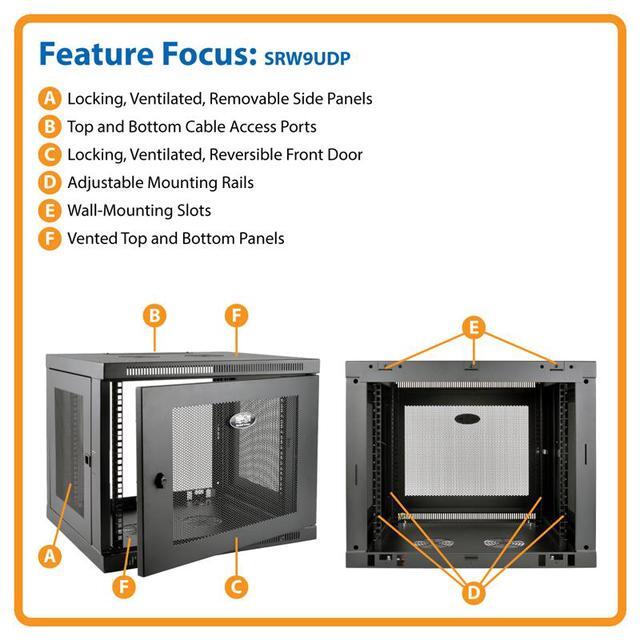 Tripp Lite 9U Wall Mount Rack Enclosure Server Cabinet Low Profile Deep