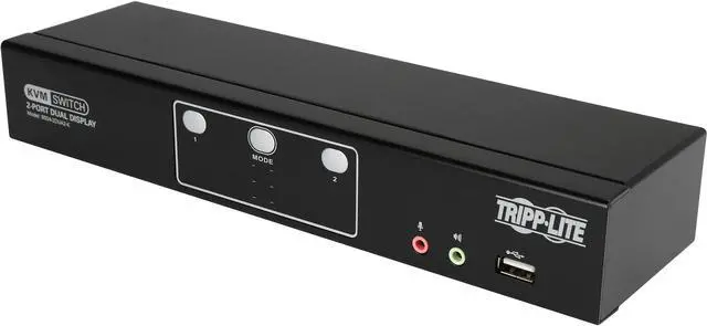 TRIPP LITE B004-2DUA2-K 2-Port Dual Monitor DVI KVM Switch with Audio and USB 2.0 Hub Cables included