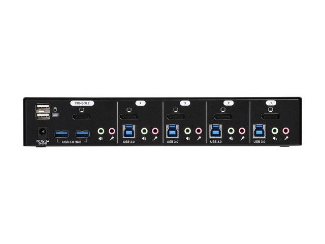 TRIPP LITE B004-DPUA4-K 4-Port DisplayPort KVM Switch W/Audio Cables And USB 3.0 SuperSpeed Hub