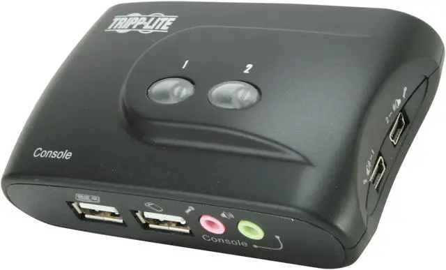 TRIPP LITE B004-VUA2-K-R 2-Port Compact USB KVM Switch w/Audio and Cable