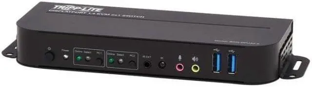 TRIPP LITE B005-DPUA2-K 2-Port DisplayPort/USB KVM Switch - 4K 60 Hz HDR HDCP 2.2 IR DP 1.4 USB Sharing USB 3.0 Cables