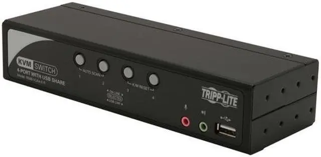 TRIPP LITE B006-VUA4-K-R 4-Port KVM Switch with Audio OSD and Peripheral Sharing