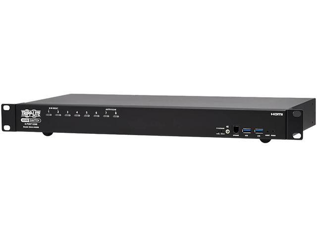TRIPP LITE B024-H4U08 8-Port 4K HDMI/USB KVM Switch - 4K 60 Hz Video/Audio USB Peripheral Sharing 1U Rack-Mount