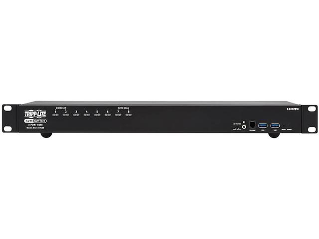 TRIPP LITE B024-H4U08 8-Port 4K HDMI/USB KVM Switch - 4K 60 Hz Video/Audio USB Peripheral Sharing 1U Rack-Mount