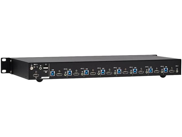 TRIPP LITE B024-H4U08 8-Port 4K HDMI/USB KVM Switch - 4K 60 Hz Video/Audio USB Peripheral Sharing 1U Rack-Mount