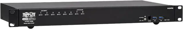 TRIPP LITE B024-H4U08 8-Port 4K HDMI/USB KVM Switch - 4K 60 Hz Video/Audio USB Peripheral Sharing 1U Rack-Mount