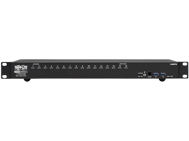 TRIPP LITE B024-H4U16 16-Port 4K HDMI/USB KVM Switch - 4K 60 Hz Video/Audio USB Peripheral Sharing 1U Rack-Mount