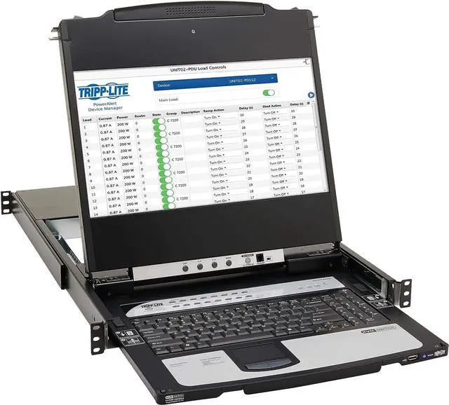 TRIPP LITE B030-DP08-17D NetDirector 8-Port DisplayPort KVM Switch Console with 17 in. LCD Dual Rail 1U Rack-Mount