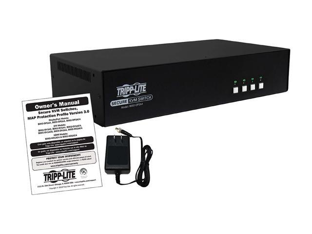 Tripp Lite Secure 4 Port KVM Switch DisplayPort To DisplayPort Dual Monitor 4K NIAP PP3.0 Certified Audio TAA-Compliant (B002-DP2A4)