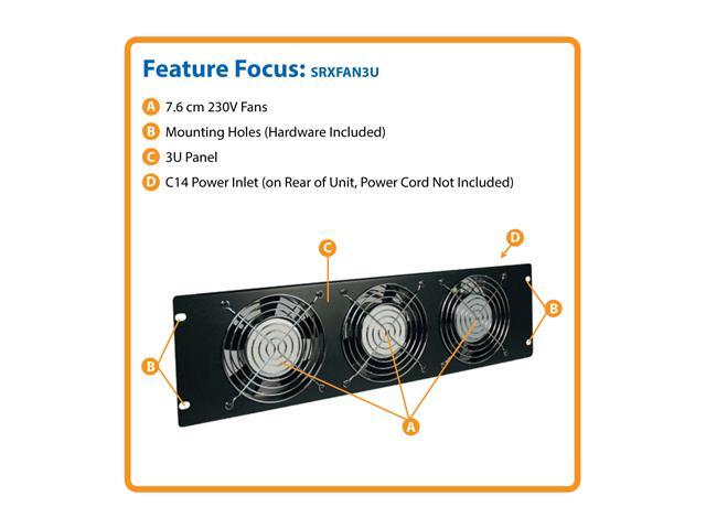 TRIPP LITE SRXFAN3U 3U Fan Panel 230V (3 High-performance Fans; 210 CFM; C14 Inlet)
