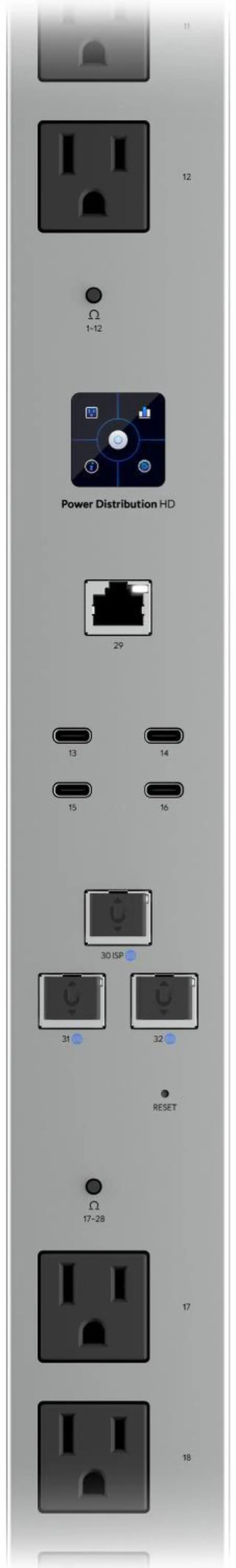 Ubquiti Power Distribution Hi-Density support large rack-mounted UniFi hardware deployments USP-PDU-HD