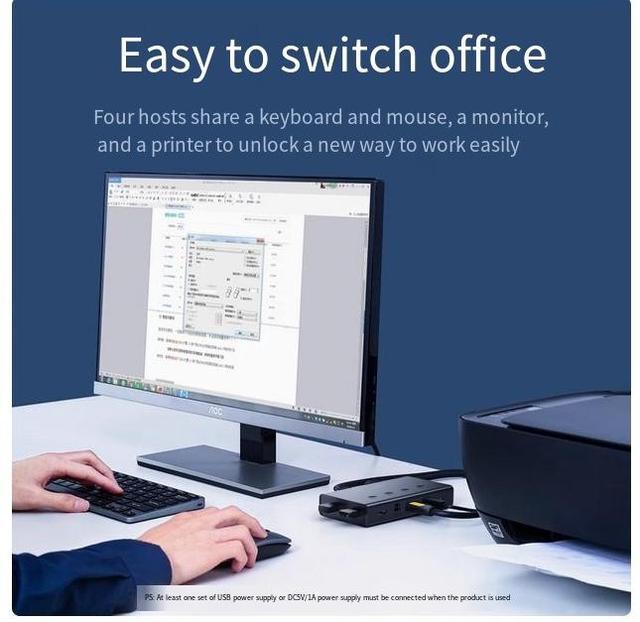 UGREEN KVM Switch 4-port Hdmi Synchronizer 4-In 1 Out Multi-computer Host Shared Monitor 4K HD Printer Shared Usb Splitter Adapter With Four 1.5M USB Cables