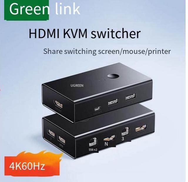 UGreen Kvm Switcher Hdmi Two In One Out Four In One Set Of Keyboard And Mouse Control Two Computers 2 Dual Hosts Share A Monitor With Multiple Usb Shared Synchronous Allocation Screen Cutter