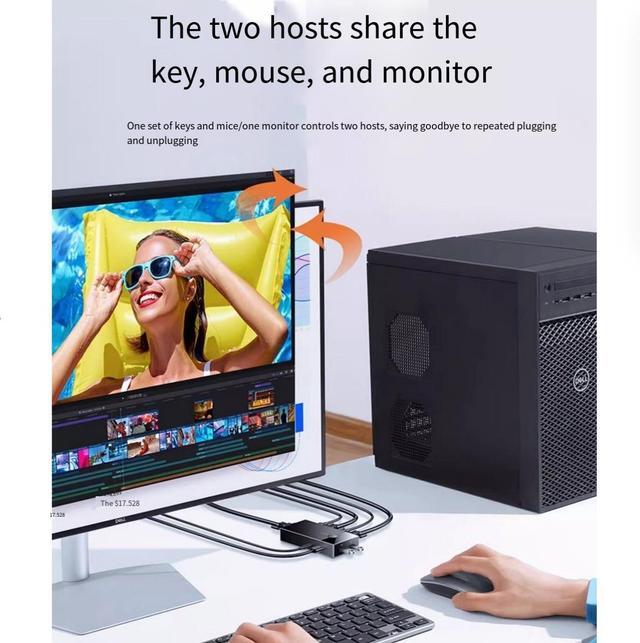 Ugreen KVM Switcher VGA Two In One Out Two Dual Computer Hosts Share A Monitor Screen Share With Three USB Ports Keyboard Mouse Video Screen Conversion
