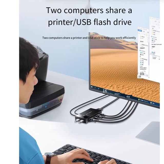 Ugreen KVM Switcher VGA Two In One Out Two Dual Computer Hosts Share A Monitor Screen Share With Three USB Ports Keyboard Mouse Video Screen Conversion