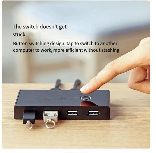 UGREEN USB 2.0 Switch 2 In 4 Out Two Computers Share The Keyboard And Mouse Signal Monitor U Disk Host Desktop Distribution Four 4-port Splitter Interface Converter And Two 1.5m USB Cables