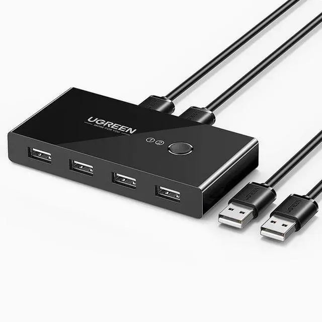 UGREEN USB 2.0 switch 2 In 4 out Two computers share the keyboard and mouse signal monitor u disk host desktop distribution four 4-port splitter interface converter and two 1.5m USB cables