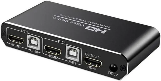 Ultra HD 4K HDMI USB KVM Switch for 2 Ports PC Sharing Keyboard Mouse Hotkey Printer Monitor EDID Plug And Paly Out USB Box Video Display Switcher Splitter