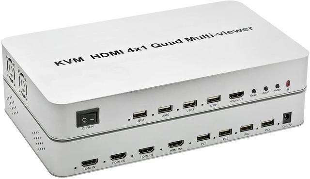 (US Plug)(4x1 Multiviewer)4x1 KVM HDMI Multiviewer Quad Screen Seamless Switch 4 In 1 Out 1080P HDMI Multi-viewer Switcher For PS4 PC To Monitor Projector