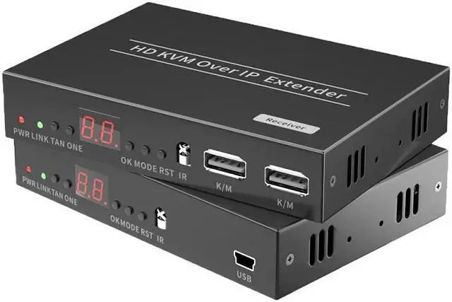 (US Plug)(only 1 RX)150M HDMI KVM Extender over IP Rj45 Cat5e/6 HDMI KVM Matrix Extender Switch Support Many to Many One to Many via Network Switch