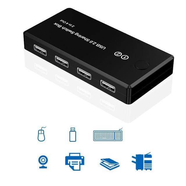 USB 2.0 KVM Switch 2 Port Pcs Sharing 4 USB Devices Keyboard Printer U-Disk Mouse Switcher For Desktop PC Laptop Computer