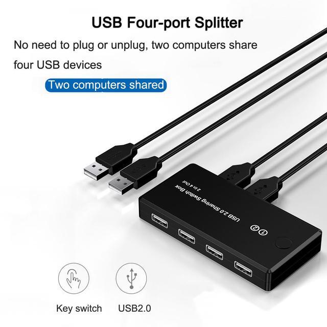 USB 2.0 KVM Switch 2 Port Pcs Sharing 4 USB Devices Keyboard Printer U-Disk Mouse Switcher For Desktop PC Laptop Computer