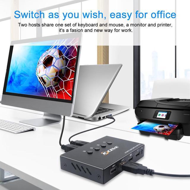USB 2.0 KVM Switch Splitter Box 4 In 4 Out USB KVM Switch 4 PCs Sharing 4 USB Devices 2.0 Switch Switcher For PC Computer Printer Keyboard Mouse