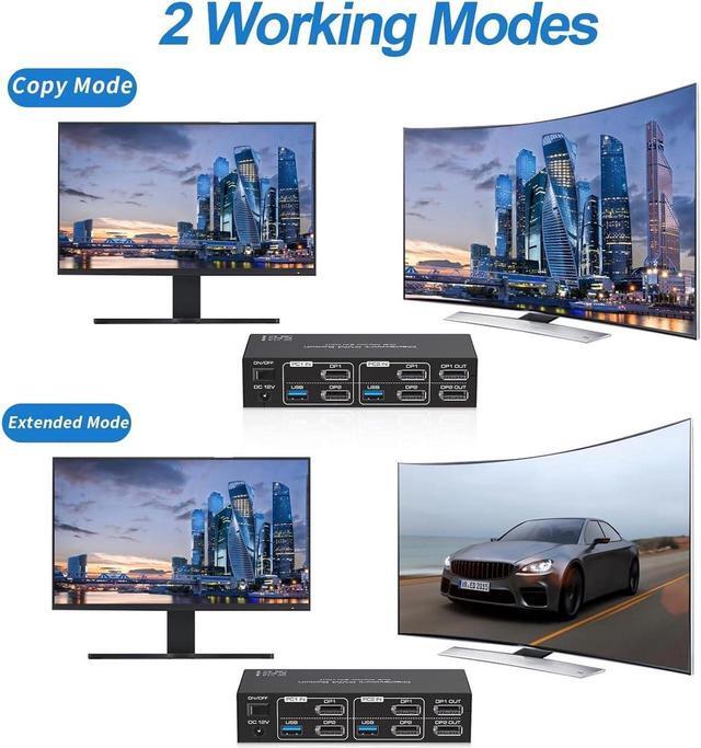USB 3.0 Displayport KVM Switch 2 Monitors 2 Computers 8K 60Hz 4K 144Hz Dual Monitor Displayport 1.4 KVM Switches With 4 USB 3.0 Ports 2 In 2 Out DP USB 3.0 KVM Switch For 2 PCs 2 Monitors