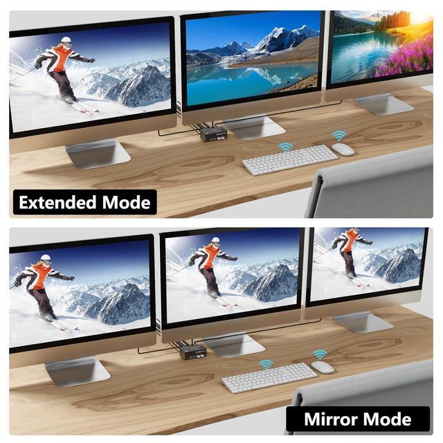 USB 3.0 HDMI + 2 DisplayPort KVM Switch 3 Monitors 2 Computers 8K 60Hz KVM Switch 4K 144Hz KVM Switch Displayport 1.4 + HDMI 2.1 For 2 PC Share Mouse Keyboard And 3 Monitors With Wired Remote