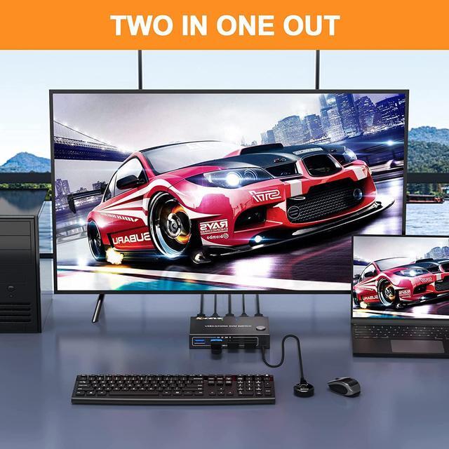 USB 3.0 HDMI KVM Switch 2 In 1 Out For 2 PC 1 Monitors 4K 60Hz Simulation EDID USB 3.0 KVM Switch HDMI KVM Switches 2 Port Share 4 USB 3.0 Devices Wireless Mouse Keyboard Printer With Wired Remote
