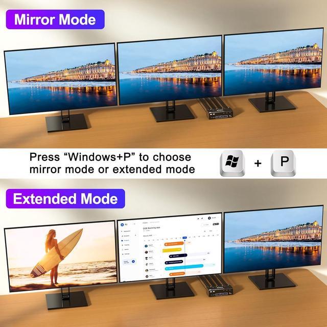 USB 3.0 KVM Switch 3 PC 3 Monitors 2 Displayport + HDMI Triple Monitors KVM Switch 8K 60Hz KVM Switch 4K 144Hz DP + DP + HDMI KVM Switch For 3 PC Share Mouse Keyboard And 4 USB 3.0 Devices