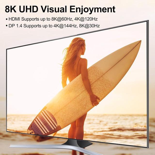 USB 3.0 KVM Switch 3 PC 3 Monitors [2 Displayport + HDMI] Triple Monitors KVM Switch 8K 60Hz KVM Switch 4K 144Hz KVM Switch Displayport 1.4 + HDMI 2.1 For 3 PC Share 3 Display And 4 USB 3.0 Device