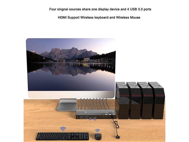 USB 3.0 KVM Switch HDMI 4 Port Support 4K 60Hz RGB 4:4:4 USB Hub HDR EDID HDMI USB KVM Switch 4 In 1out And 4 USB 3.0 Port For Keyboard Mouse Printer With Controller USB 3.0 Cables And HDMI-Cable