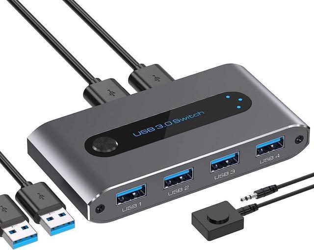 USB 3.0 Switch 2 In 4 Out USB 3.0 Switch USB KVM Switcher 2 Computer Sharing 4 USB Devices With Wire Desktop Controller And 2 Pack USB 3.0 A-A Cable