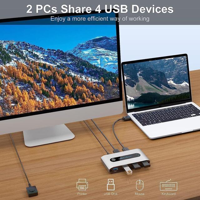USB 3.0 Switch 2 In 4 Out USB 3.0 Switch USB KVM Switcher 2 Computer Sharing 4 USB Devices With Wire Desktop Controller And 2 Pack USB 3.0 A-A Cable