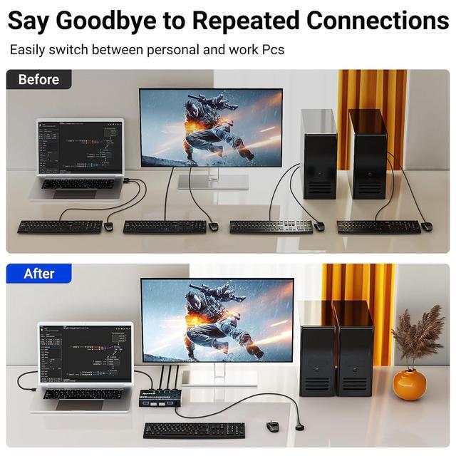 USB 3.0 Switch 4 Computers 4 Port USB Switch Selector Sharing Keyboard Mouse Printer USB Switcher Compatible With Mac/Windows/Linux Wired Remote And 4 USB 3.0 Cable Included