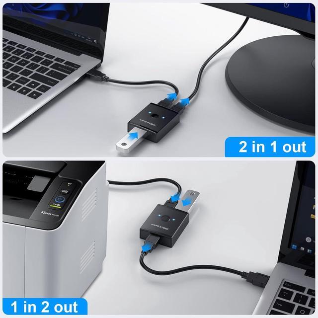 USB 3.0 Switch Bi-Directional USB Switch 2 In 1 Out / 1 In 2 Out YINNCEEN USB Switcher 2 Computers Share Keyboard Mouse Scanner Printer USB KVM Switch Compatible With Mac/Windows/Linux