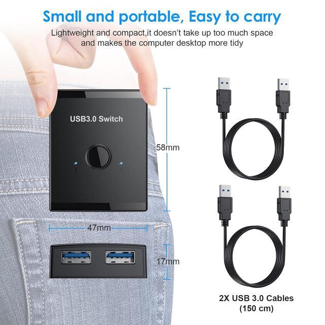 USB 3.0 Switch Bi-Directional USB Switch 2 In 1 Out / 1 In 2 Out YINNCEEN USB Switcher 2 Computers Share Keyboard Mouse Scanner Printer USB KVM Switch Compatible With Mac/Windows/Linux