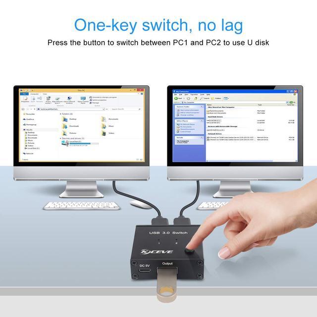 USB 3.0 Switch Selector 2 In 1 Out USB Switcher For 2 Computers Share 1 USB Devices Mouse Keyboard Scanner Printer Etc