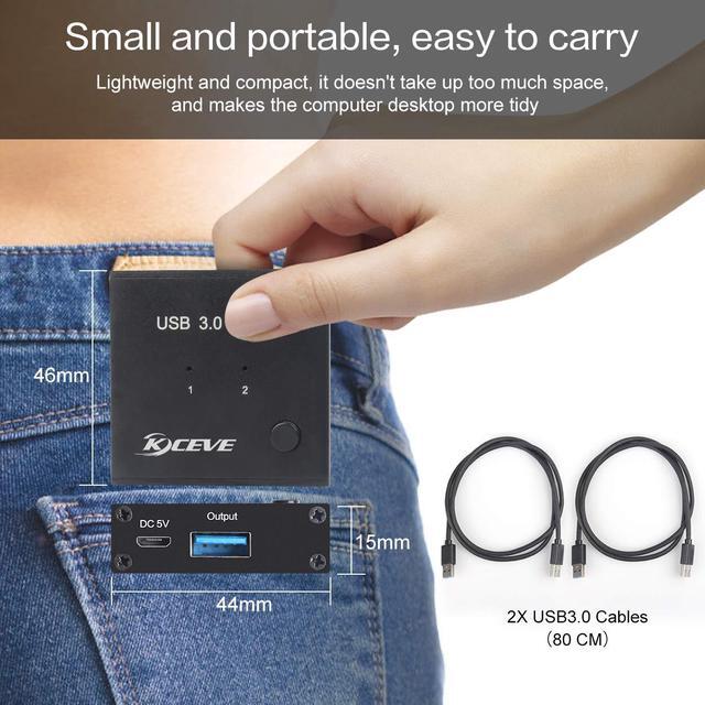 USB 3.0 Switch Selector 2 In 1 Out USB Switcher For 2 Computers Share 1 USB Devices Mouse Keyboard Scanner Printer Etc