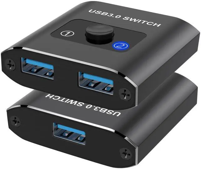 USB 3.0 Switch Selector - Bi-Directional 1 in 2 Out/ 2 in 1 Out Share USB Devices Between 2 Computers for Printer Keyboard Scanner Mouse - Compatible with Mac/Win/Linux